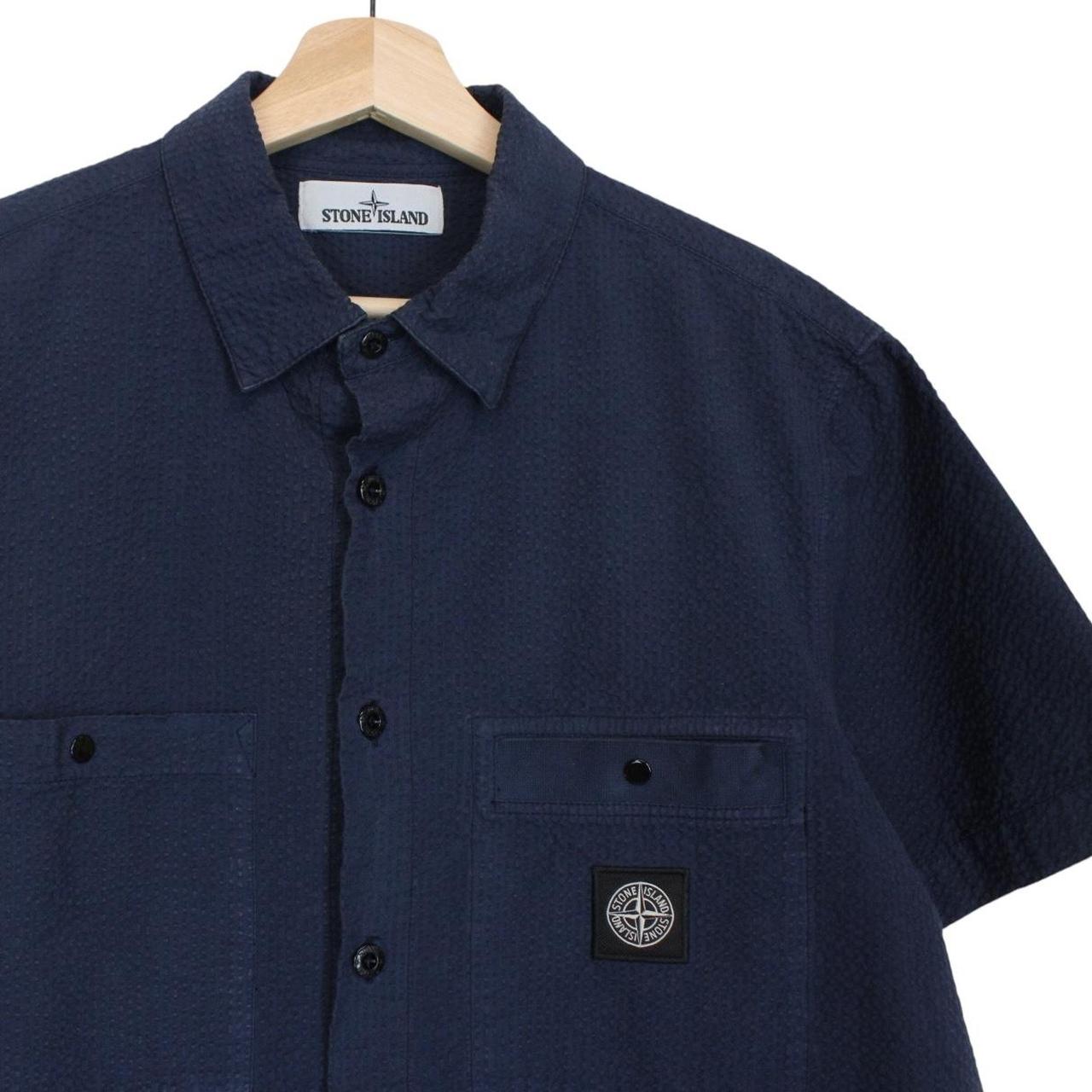 Stone Island SS 2020 Navy Blue 3D Cotton Short Sleeve Tela Shirt