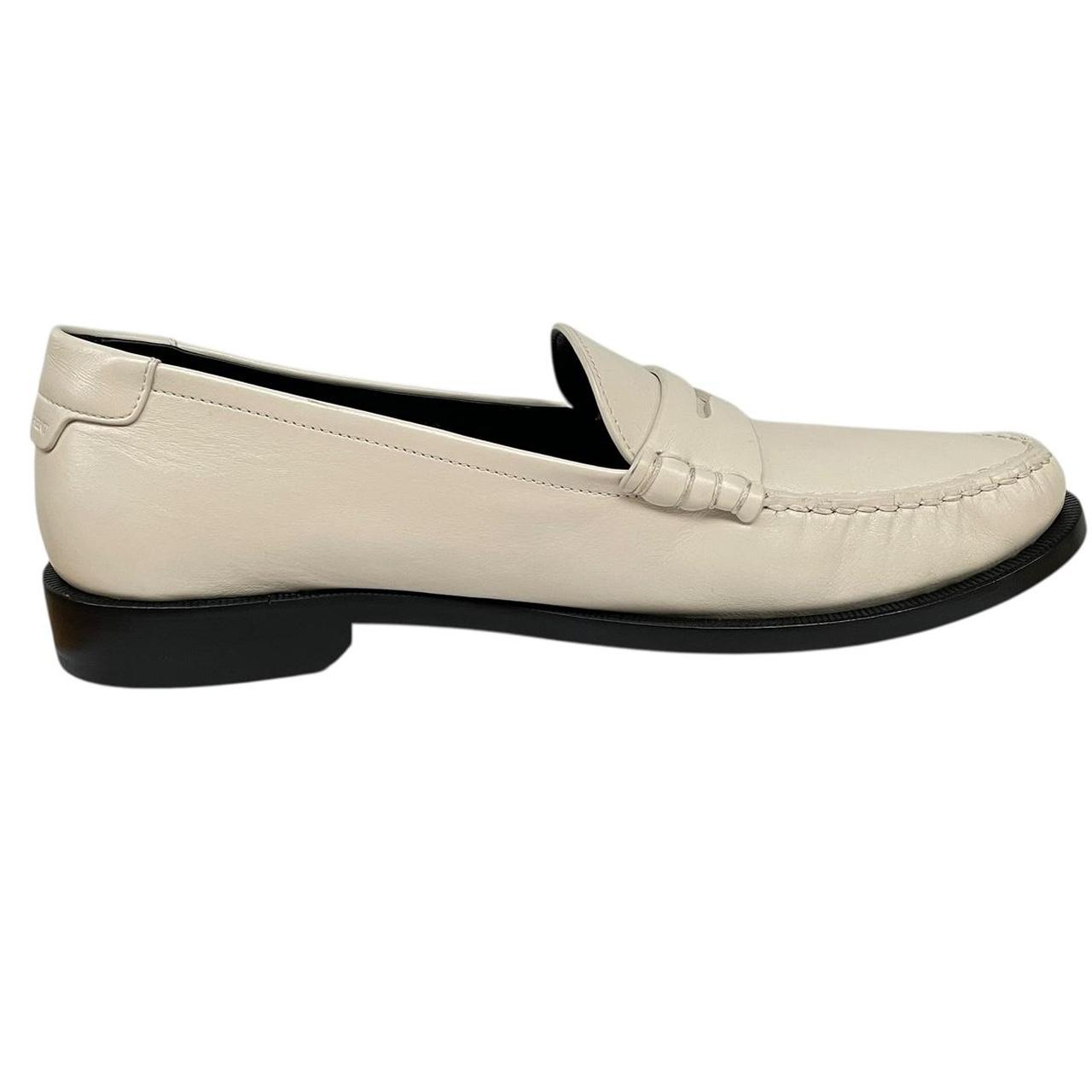 Saint Laurent Pearl Belfagor Leather Penny Moccasin Loafers