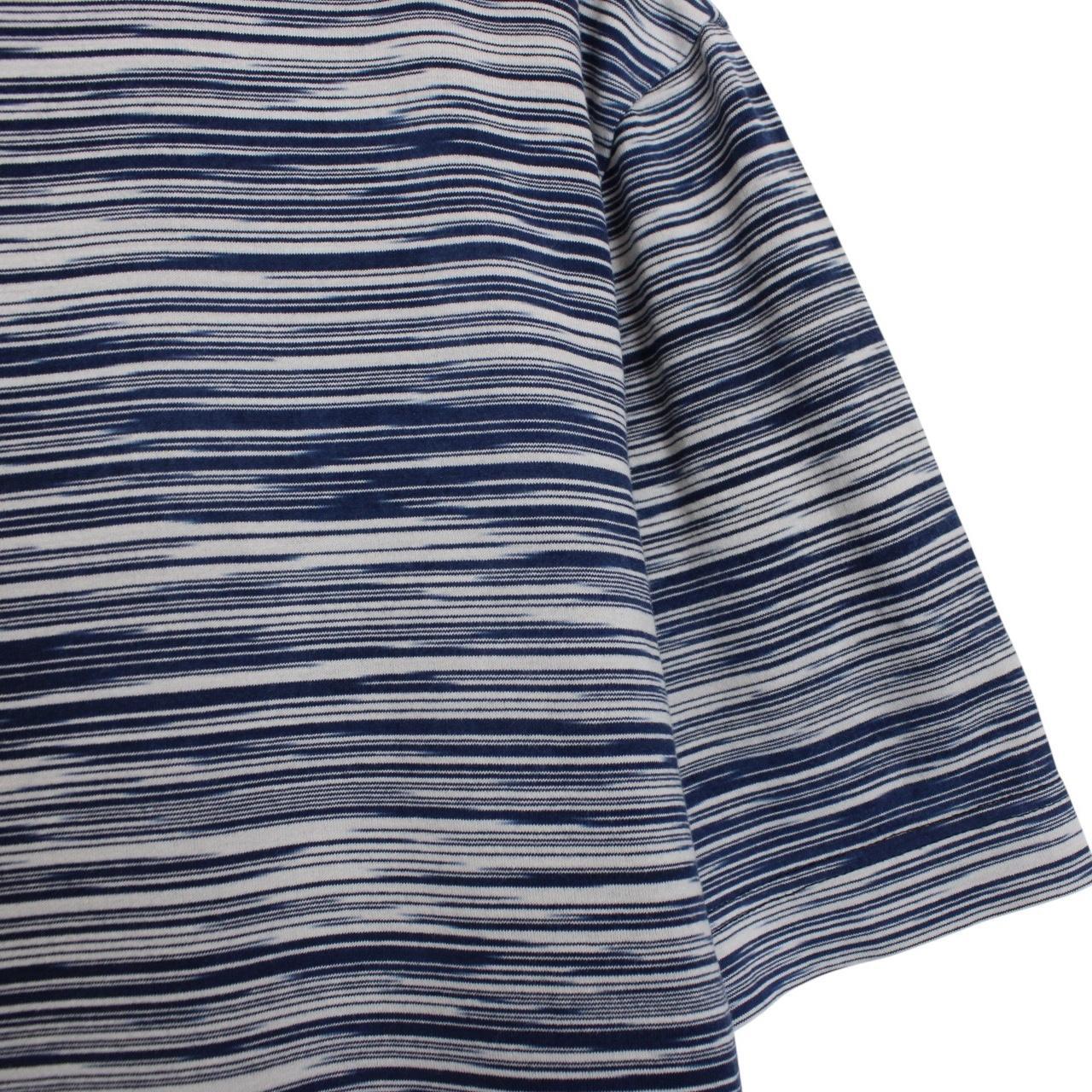 Missoni Navy Blue and White Striped Short Sleeve Cotton T-Shirt