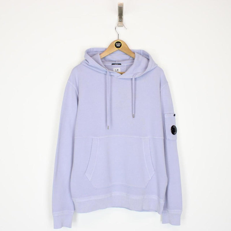 CP Company Blue Resist Dyed Cotton Lens Hoodie Jumper
