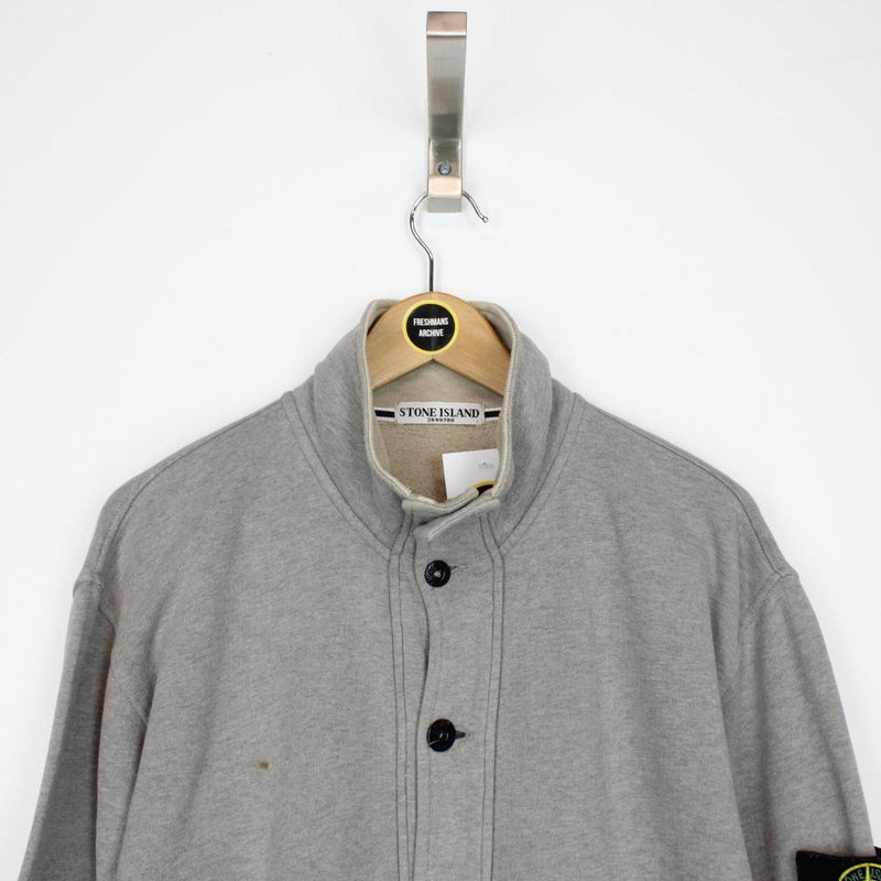 Stone Island AW 2011 Brown Cotton Button Up Sweatshirt Jumper