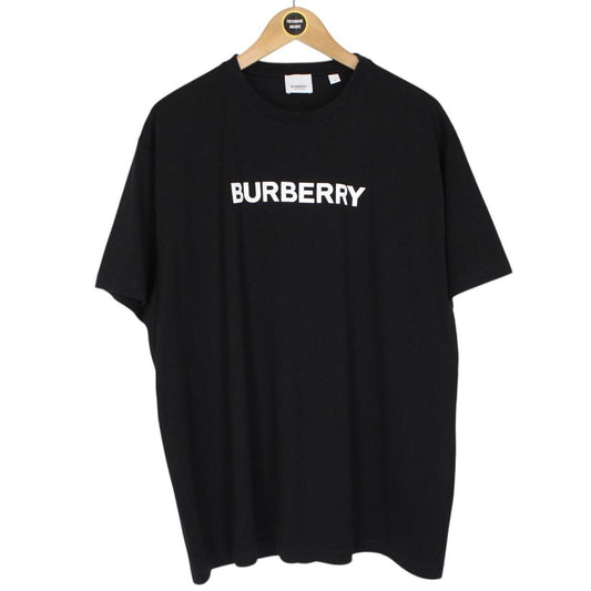 Burberry Black and White Logo Print Spellout Short Sleeve T-Shirt
