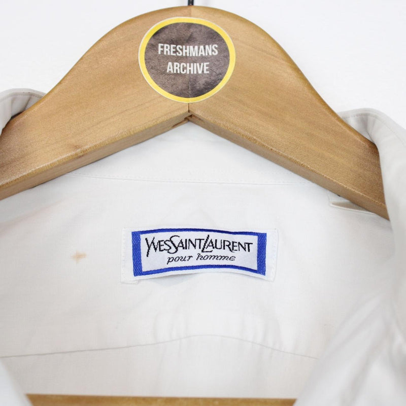 Vintage 80s Yves Saint Laurent White Long Sleeve Cotton Shirt