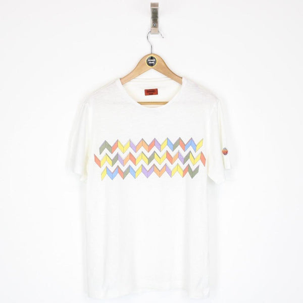 Missoni White and Multicoloured Zigzag Print Short Sleeve Cotton T-Shirt