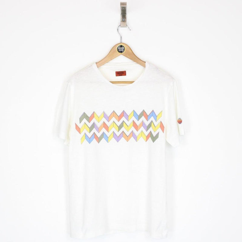 Missoni White and Multicoloured Zigzag Print Short Sleeve Cotton T-Shirt