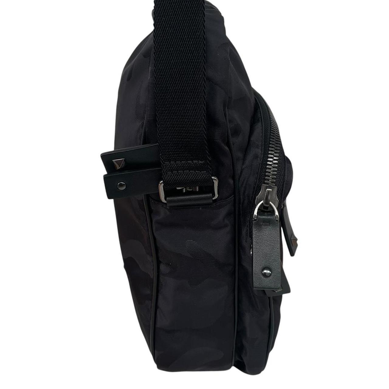 Valentino Garavani Black Camo Nylon Crossbody Messenger Bag