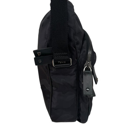 Valentino Garavani Black Camo Nylon Crossbody Messenger Bag