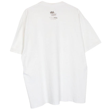 BAPE white graphic t-shirt featuring Spongebob Milo Bob print and pocket detail.