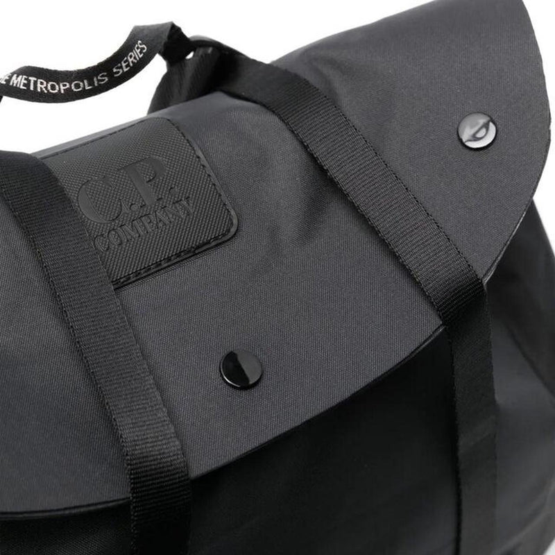 CP Company Metropolis Black Rubber Reps Logo Belt Bag