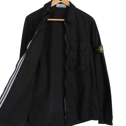 Stone Island AW 2021 Black Full Zip Cotton Overshirt Jacket