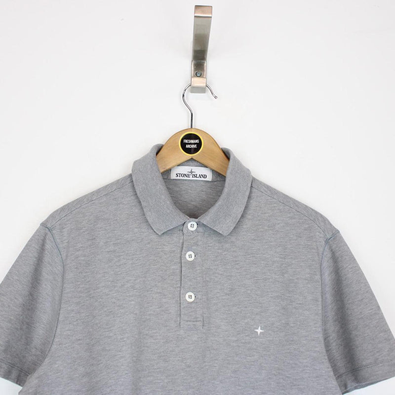 Stone Island Grey Short Sleeve Compass Cotton Polo Shirt