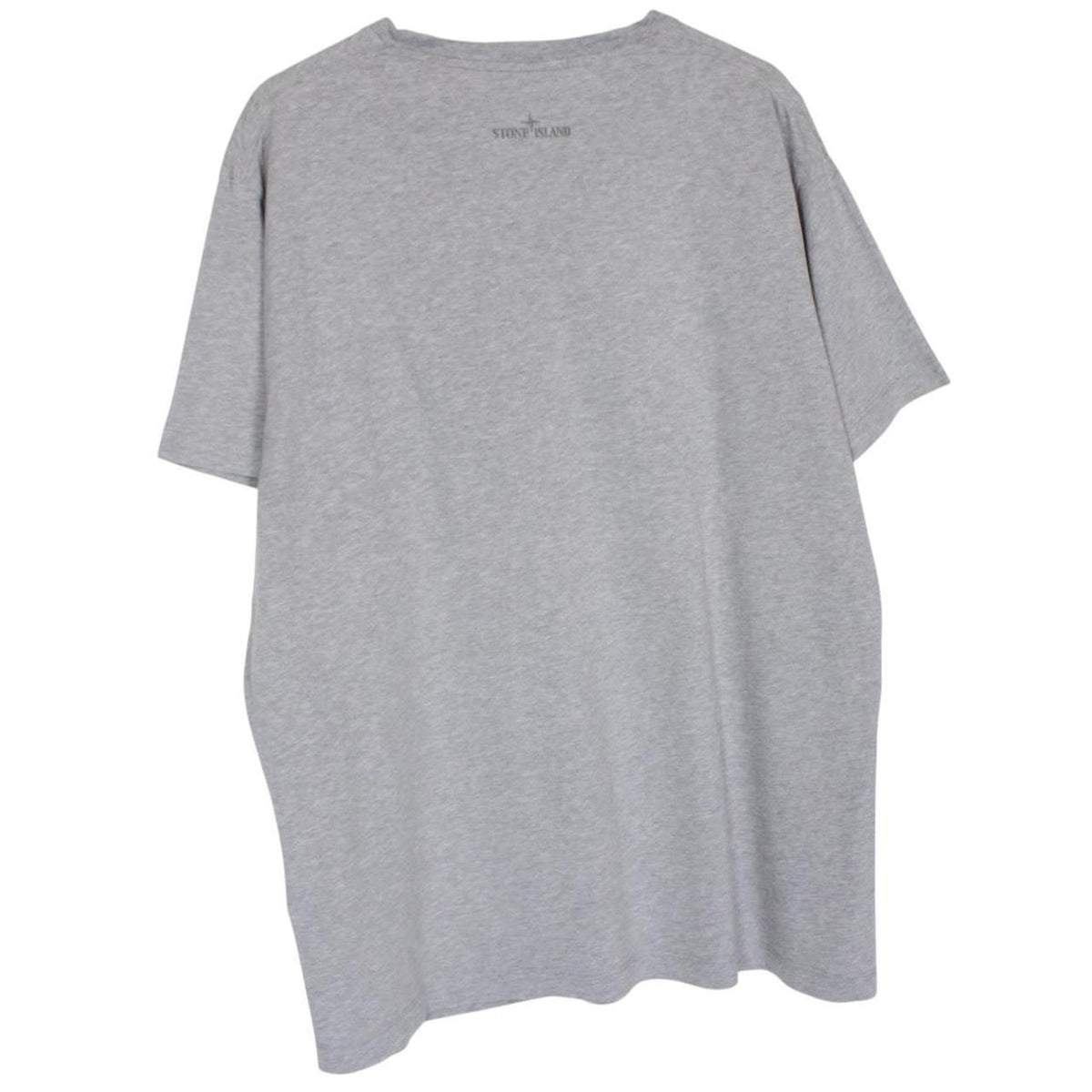 Stone Island grey short sleeve t-shirt with reflective logo and cotton material.