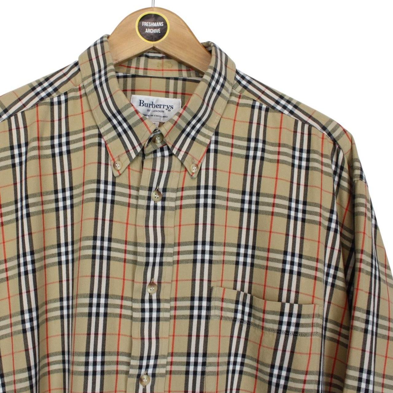 Vintage 90s Burberry Beige Nova Check Cotton Long Sleeve Shirt