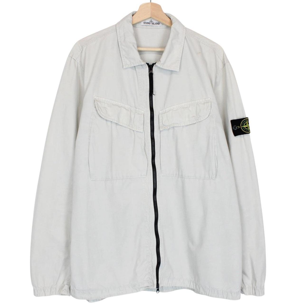 Stone Island AW 2022 Pale Blue Full Zip Cotton Overshirt Jacket