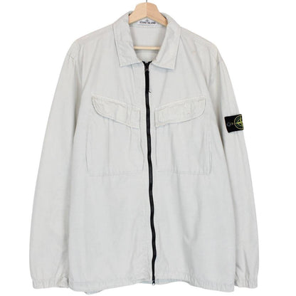 Stone Island AW 2022 Pale Blue Full Zip Cotton Overshirt Jacket