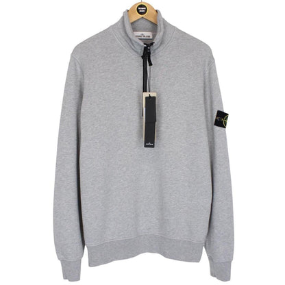 Stone Island SS 2022 Grey Cotton 1/4 Zip Sweatshirt Jumper