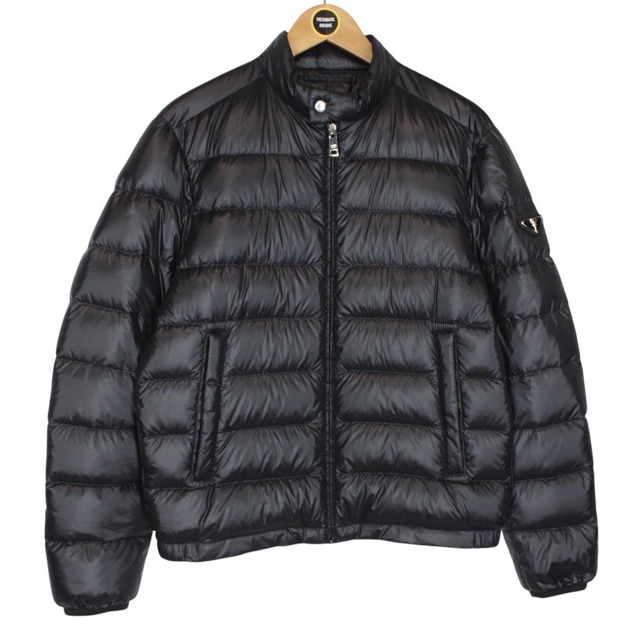 Prada Nylon Black Full Zip Plaque Down Puffer Jacket