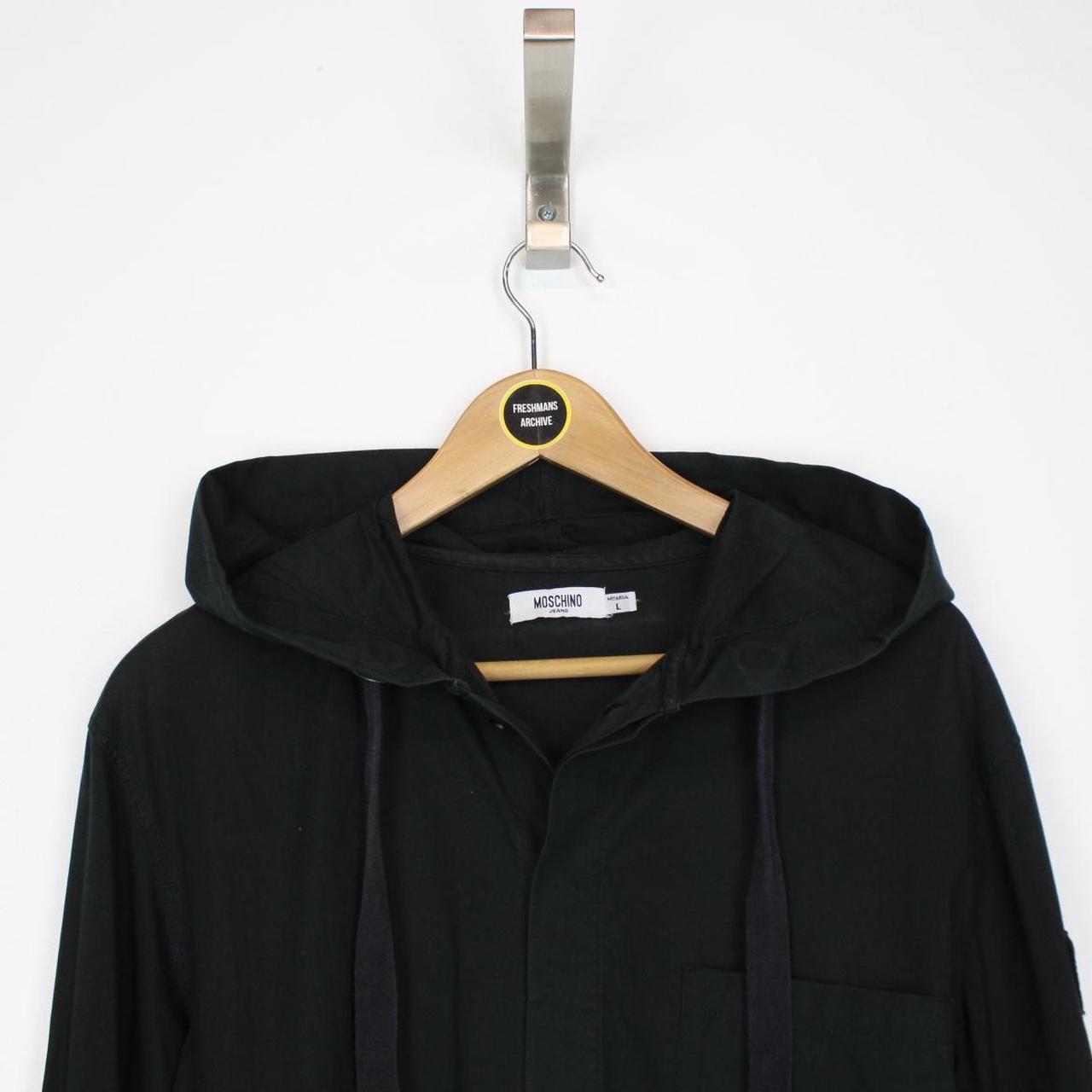 Moschino Jeans Black Button Up Lightweight Cotton Hoodie