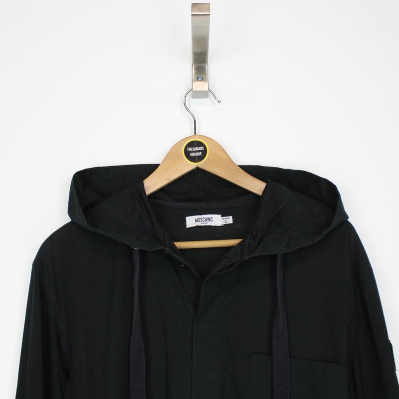 Moschino Jeans Black Button Up Lightweight Cotton Hoodie