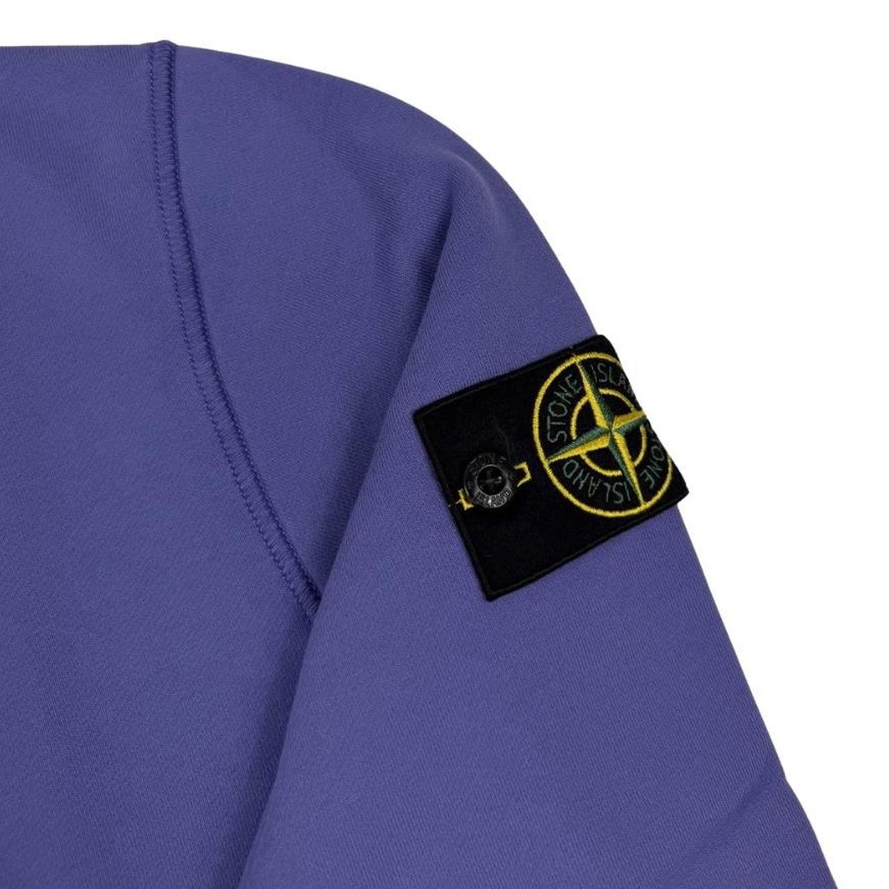 Stone Island purple 1/4 zip sweatshirt organic cotton with compass logo detail.