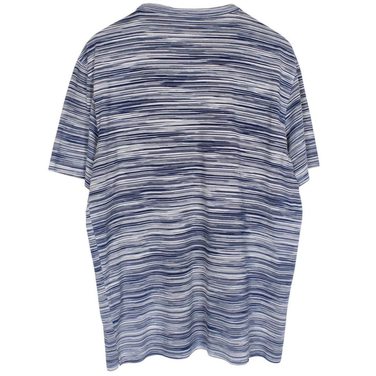 Missoni Navy Blue and White Striped Short Sleeve Cotton T-Shirt