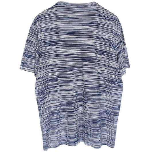 Missoni Navy Blue and White Striped Short Sleeve Cotton T-Shirt
