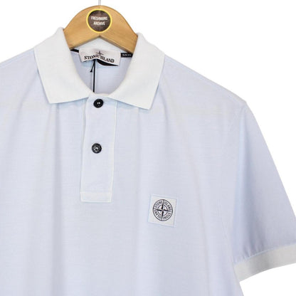 Stone Island Light Blue Organic Cotton Short Sleeve Compass Polo Shirt