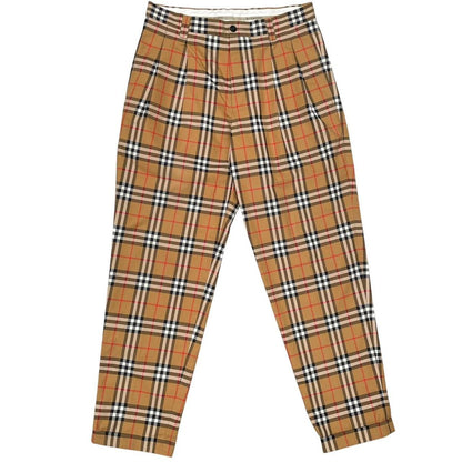 Burberry Tan Brown Nova Check Cotton Trousers