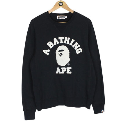 Bape Black and White Crew Neck Logo Print Sweatshirt Jumper