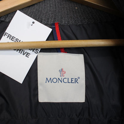 Moncler Labastide Navy Blue and Grey Wool Hooded Down Jacket