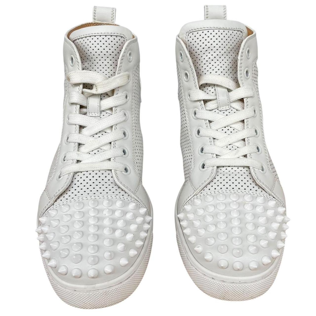 Christian Louboutin White Louis Flat Calf Leather Spikes Trainers