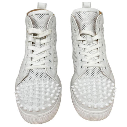 Christian Louboutin White Louis Flat Calf Leather Spikes Trainers