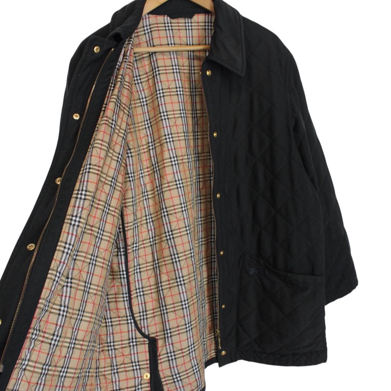 Vintage 90s Burberry Black Nova Check Lined Quilted Jacket