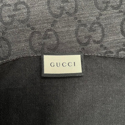 Gucci Black and Grey GG Monogram Frayed Wool Shawl Scarf