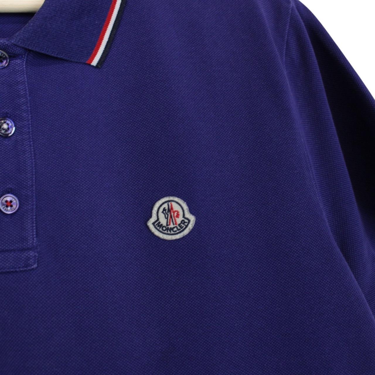 Moncler Maglia Manica Corta Blue Short Sleeve Cotton Polo Shirt