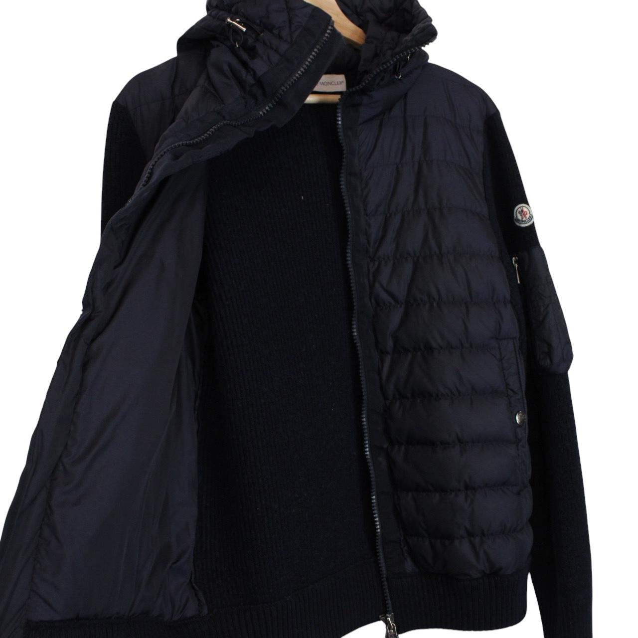 Moncler Navy Blue Full Zip Down Maglione Tricot Cardigan Jacket