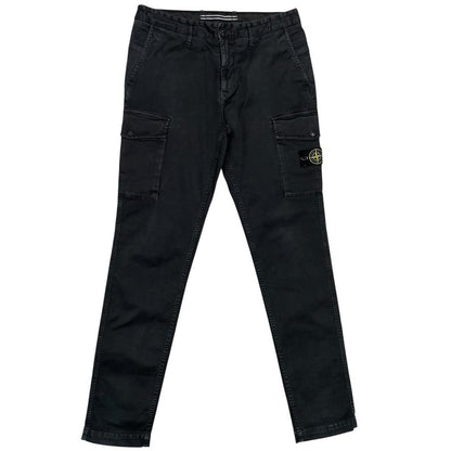 Stone Island AW 2021 Black Slim Fit Cargo Trousers