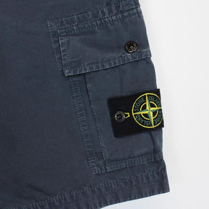 Stone Island Navy Blue Bermuda Cotton Cargo Shorts