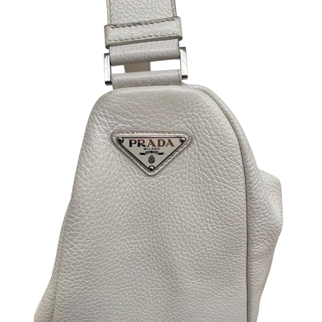 Prada Cream Saffiano Leather Large Triangle Shoulder Bag