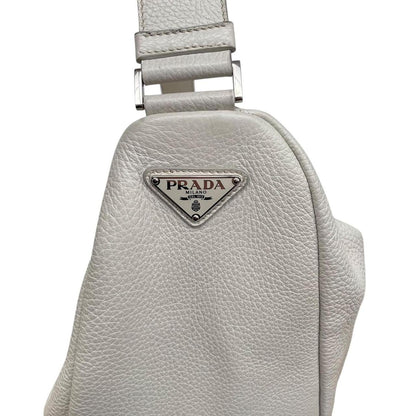 Prada Cream Saffiano Leather Large Triangle Shoulder Bag