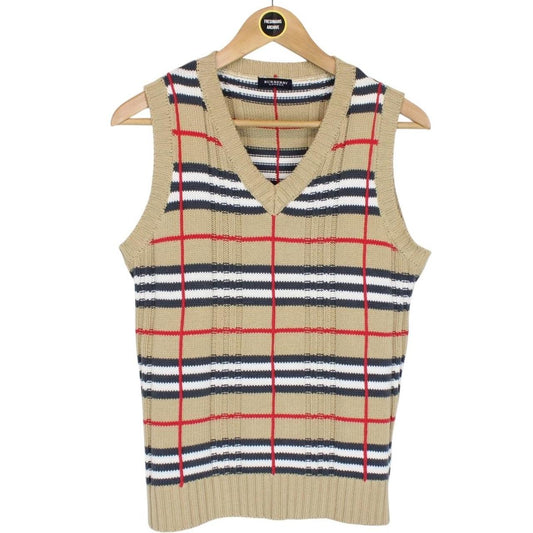 Vintage Burberry London Nova Check Cotton Knit Sweater Vest