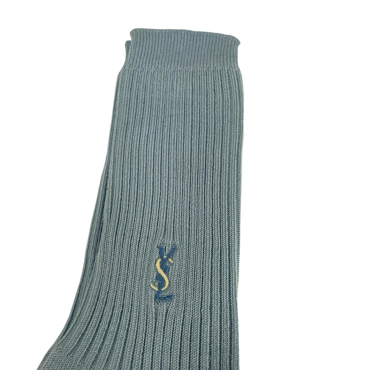 Yves Saint Laurent blue socks with embroidered logo, brand new with tags.