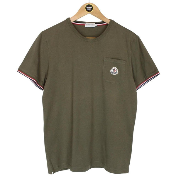 Moncler Maglia Khaki Green Classic Logo Short Sleeve T-Shirt