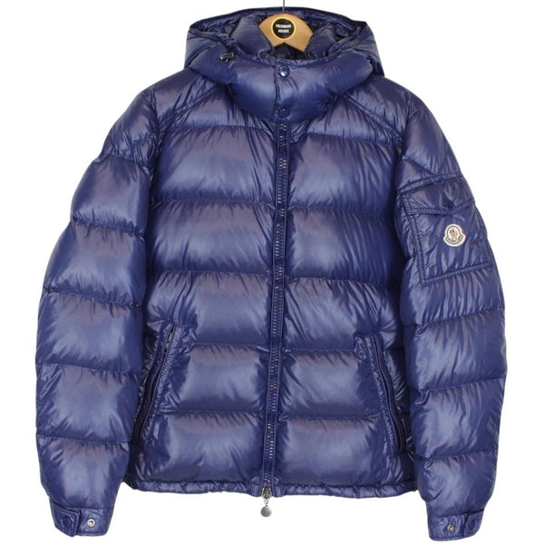 Moncler Maya Navy Blue Full Zip Hooded Down Puffer Jacket