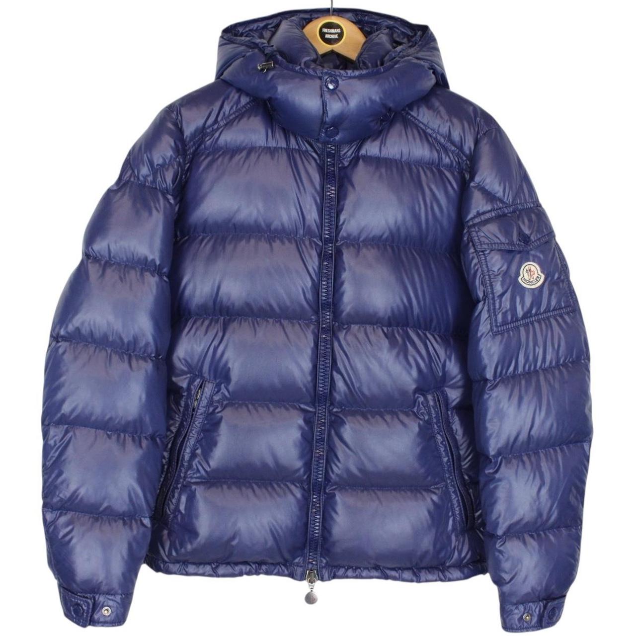 Moncler Maya Navy Blue Full Zip Hooded Down Puffer Jacket