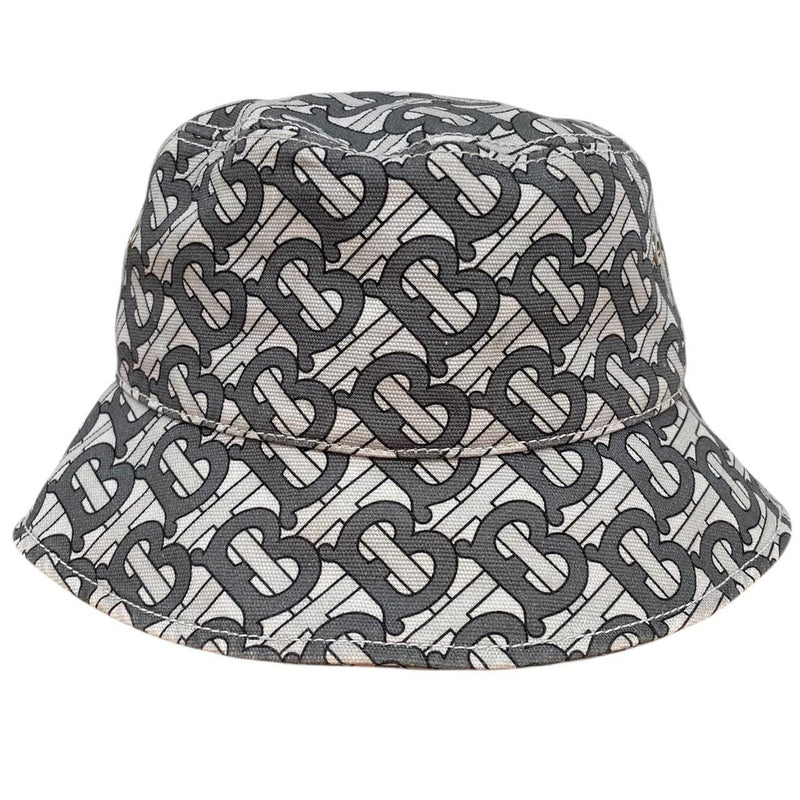 Burberry Grey Monogram Print Cotton Bucket Hat