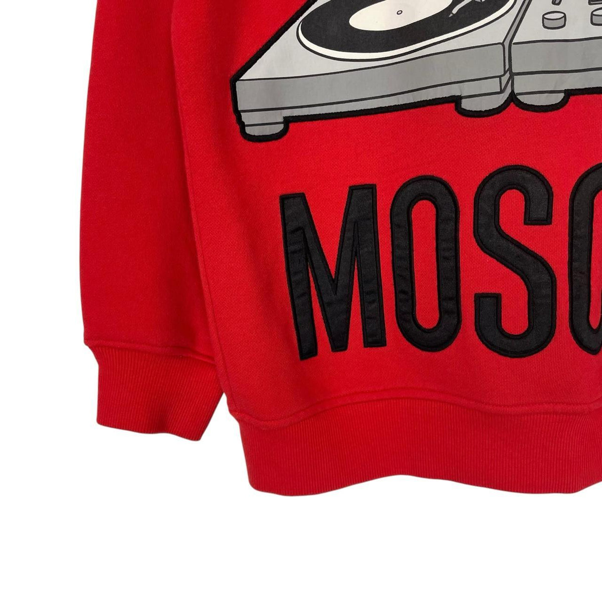 Moschino red cotton sweatshirt featuring Disney graphic print and logo details.