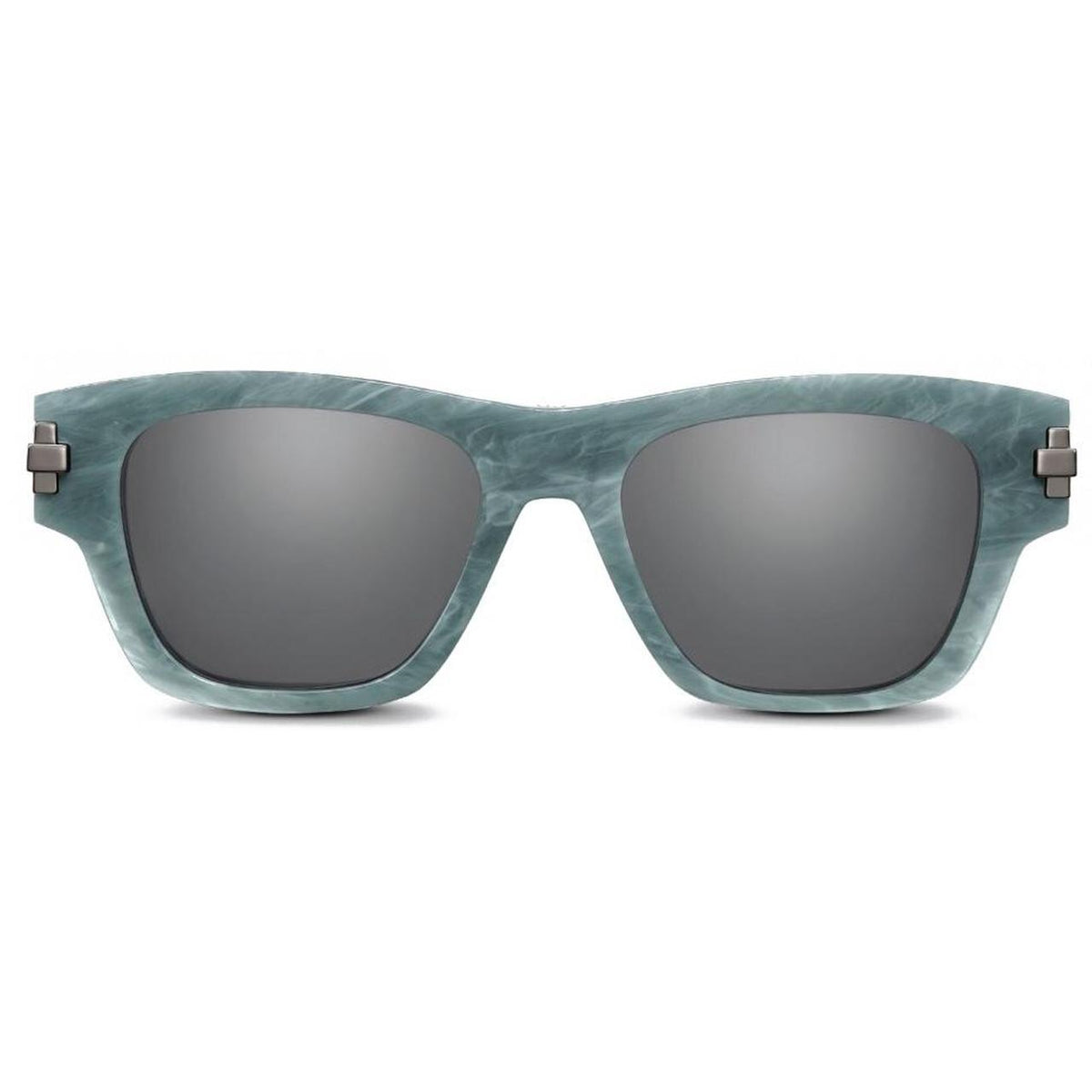 Dior sunglasses black and turquoise marble design with Wayfarer shape and logo.