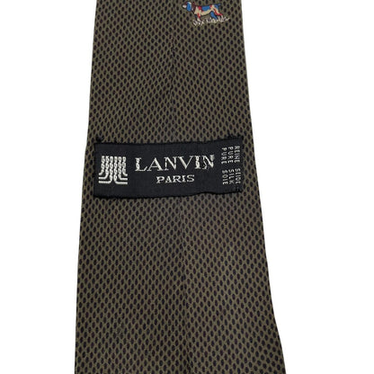 Lanvin green silk tie featuring playful dog print design.
