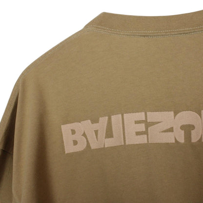 Balenciaga Tan Brown Reverse Logo Short Sleeve Cotton T-Shirt